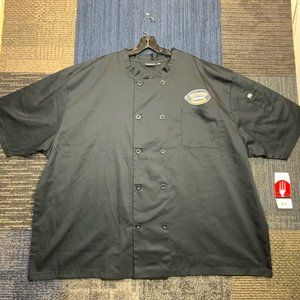 CHEFWORKS Chef Jacket Sz 5XL Coat Black Double Button Short Sous Line Cook Shirt